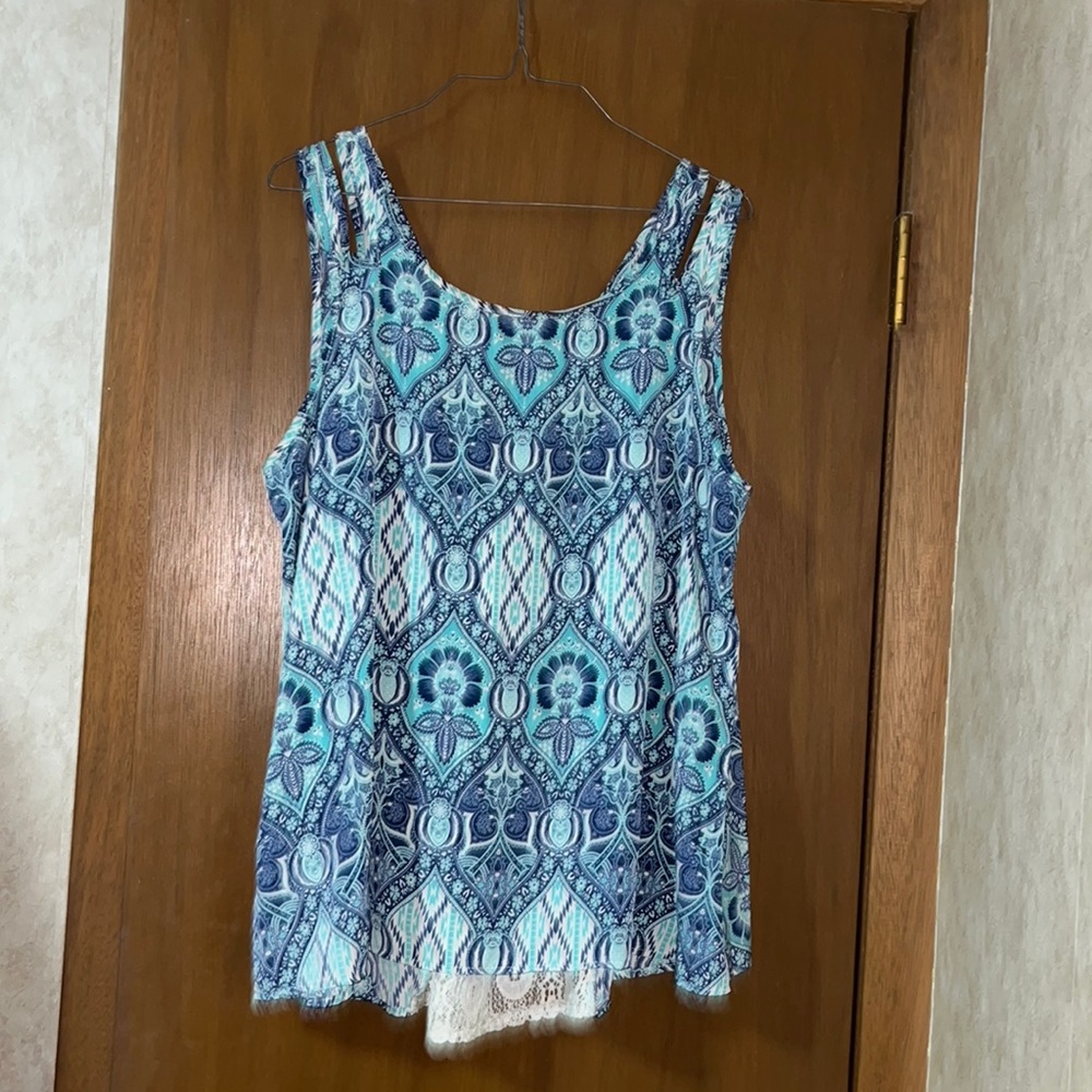Pretty Paper Crane Tank Top Blouse, sz L